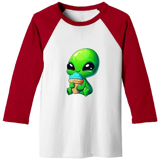 Alien Extraterrestrial Ice Blue Green Baseball Tees