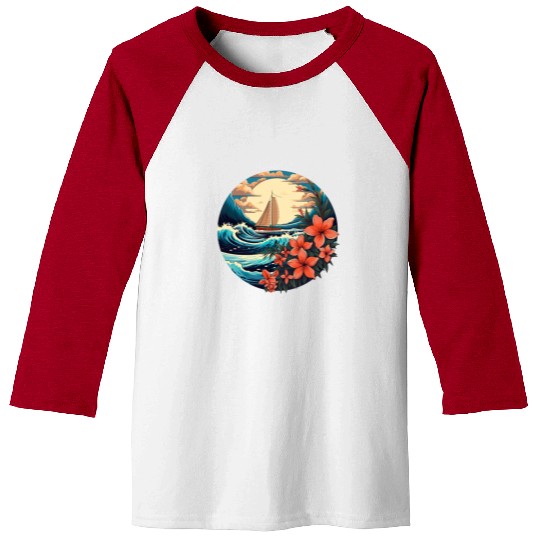Sailing Ship Sailing Orchids Flowers Sailboat Baseball Tees