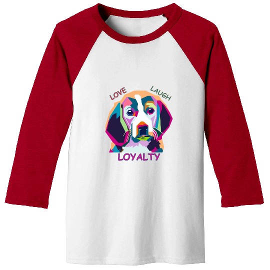 Geometric Abstract Love Colorful Funny Cute Dog Baseball Tees