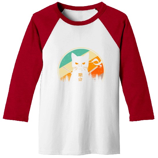 Vintage Japanese Cat Kawaii Retro Style Cat Kitten Baseball Tees