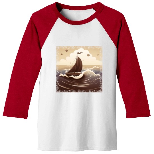 Chocolate Brown Dinghy on Rough Seas Baseball Tees