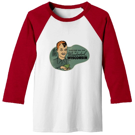 Vintage Wisconsin Tourist Frog Weird Kid Baseball Tees