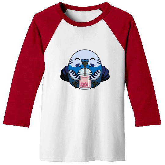 Bubbly Budgie Cute Adorable Budgie with Bubble Tea Baseball Tees