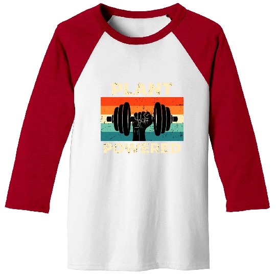 Retro Plant Powered Gym Workout Baseball Tees