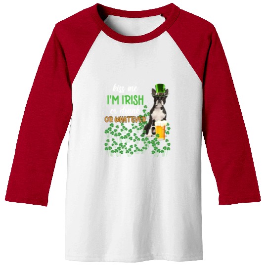 Boston Terrier Kiss Me I'm Irish Or Drunk Or Whate Baseball Tees
