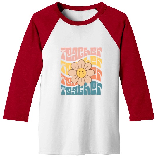 Teacher Daisy Colorful Baseball Tees
