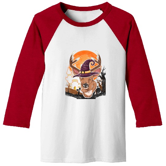 Witch hat forest animal gift Halloween deer Baseball Tees