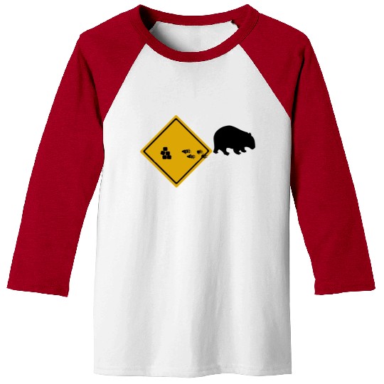 Wombat Poop Cubes Road Sign Baseball Tees