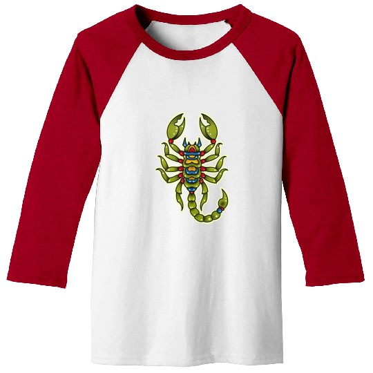 Neotraditional Scorpio In Green Baseball Tees