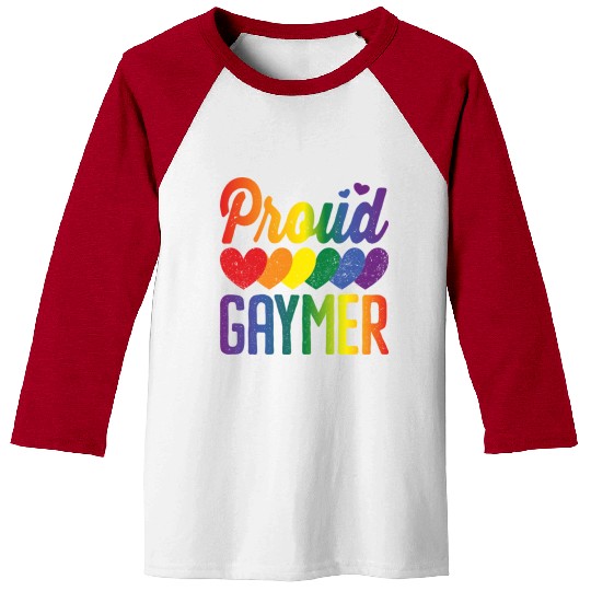 Proud Gaymer Gay Pride Lesbian Rainbow Flag Baseball Tees