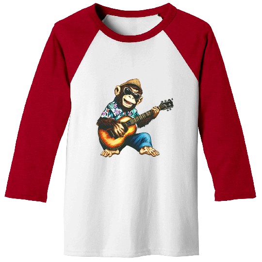 Aloha monkey with guitar Baseball Tees