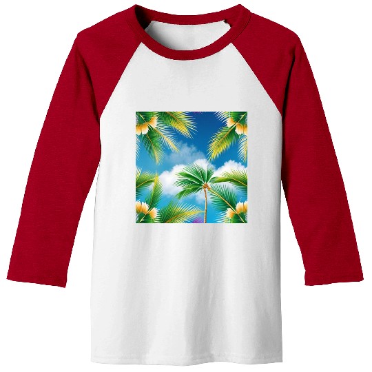 Tropical Whispering Palm Trees Baseball Tees