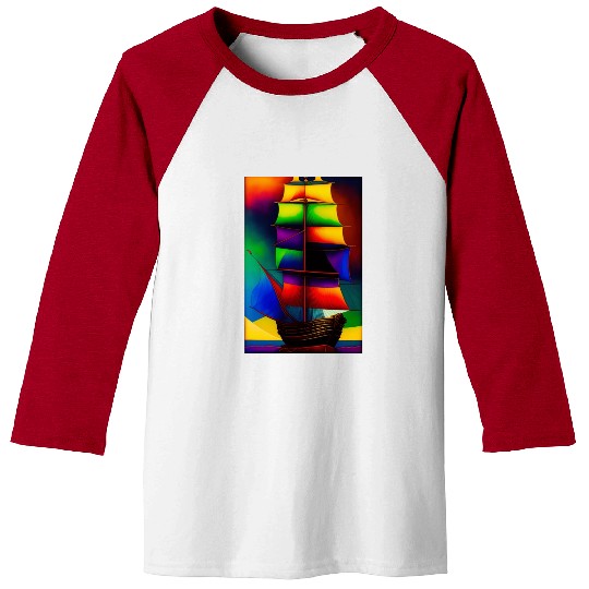 Colorfull Ship Painting Baseball Tees