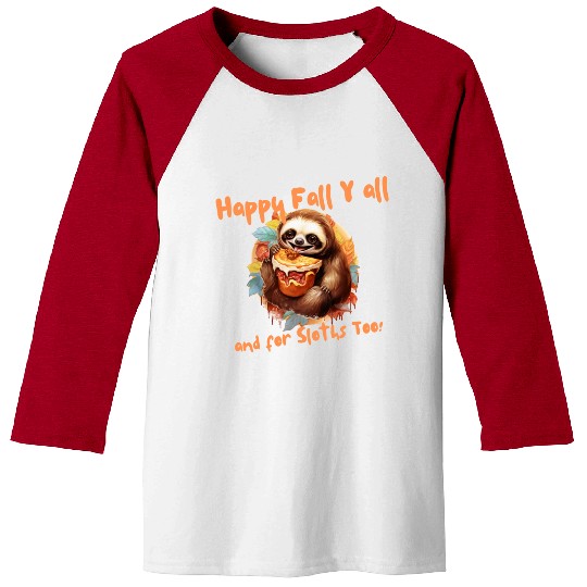 Sloths Loves pie in Autumn Fun Animal Design Baseball Tees