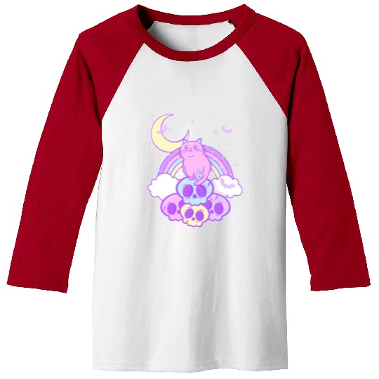 Pastel Goth Cat Skull Lover Cute Gothic Yami Baseball Tees