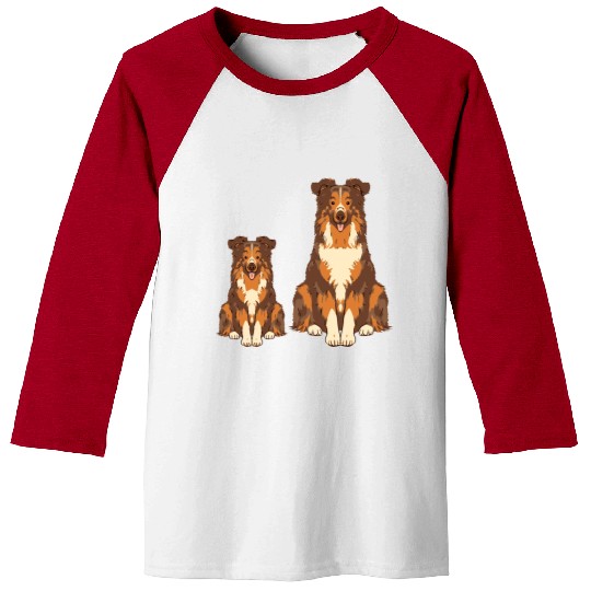 Collie Dog Lover Parent Dad Mom and Son Daughter Baseball Tees
