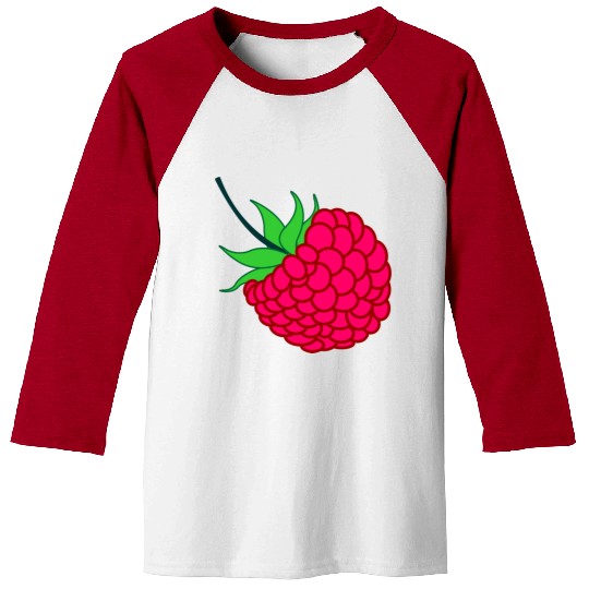 Raspberry red with green leaves Baseball Tees