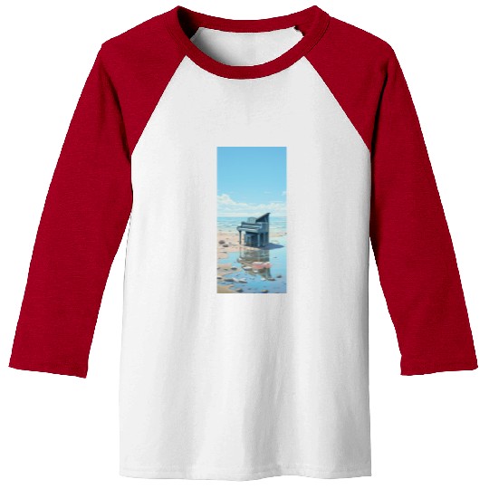 Beach and piano Baseball Tees