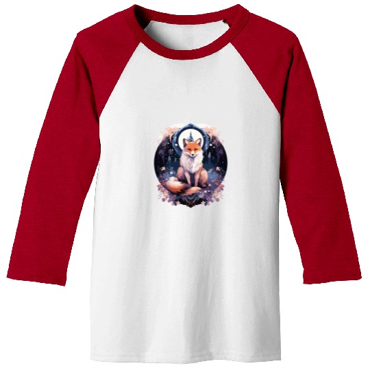 Celestial moon flower fox sitting tall Baseball Tees