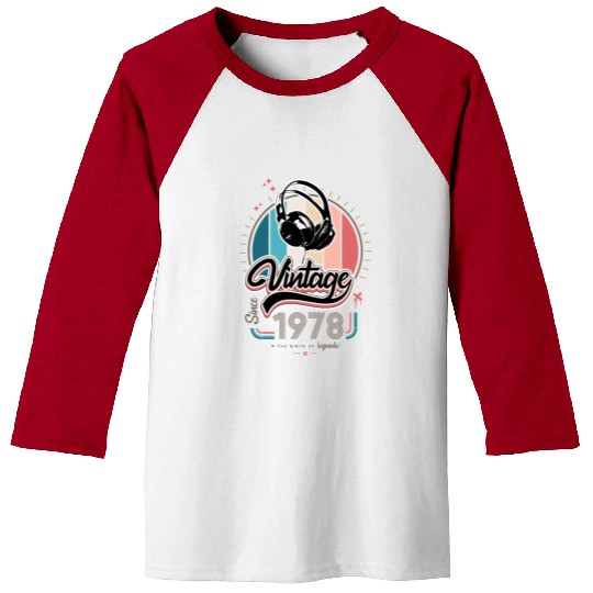 Vintage since 1978 headphones Baseball Tees