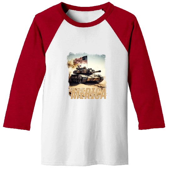 Patriotic Tank War Veteran US Army Patriot US Flag Baseball Tees