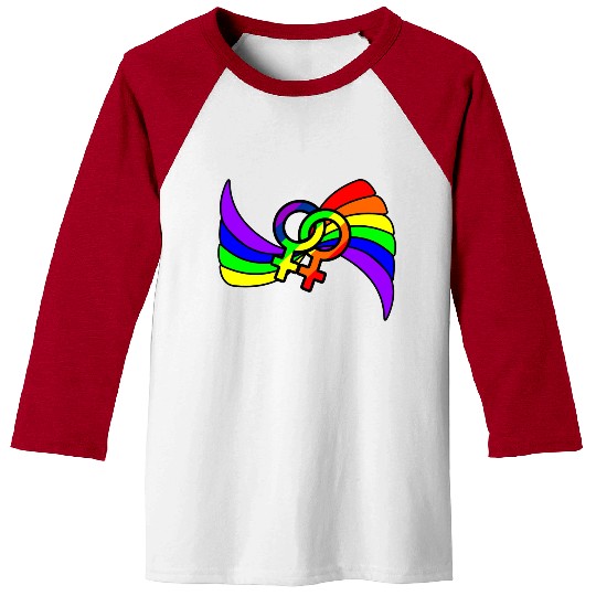 Gender lesbians logo in rainbow colors Baseball Tees