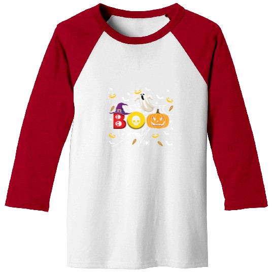 Boo Pumpkin Bat Ghost Funny Lazy Creepy Halloween Baseball Tees