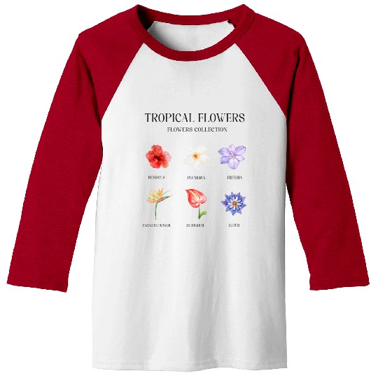 Tropical Flowers, Flowers Gift Baseball Tees