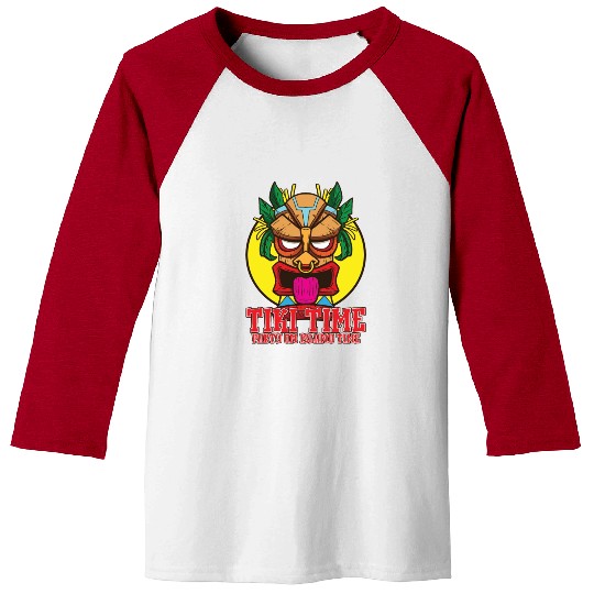 Tiki Mask Hawaiian Decor Luau Party South Pacific Baseball Tees