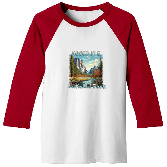 USA Yosemite National Park Sierra Nevada Colorful Baseball Tees
