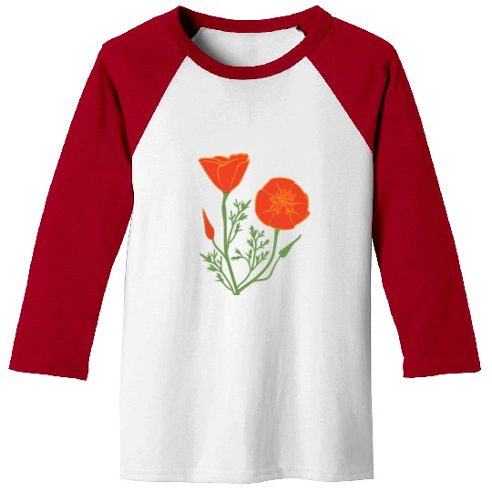 California Poppies on Clear Background Baseball Tees