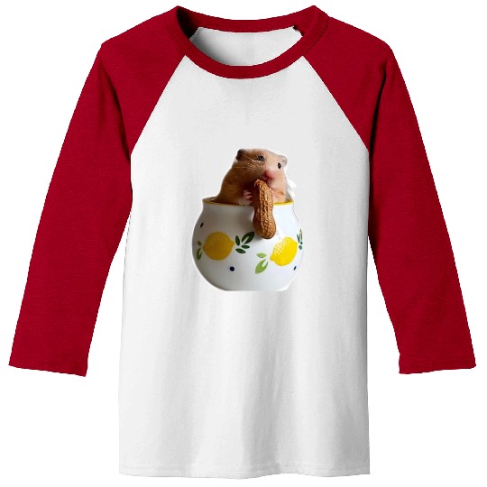 Beautiful hamster Caramella holding a peanut Baseball Tees