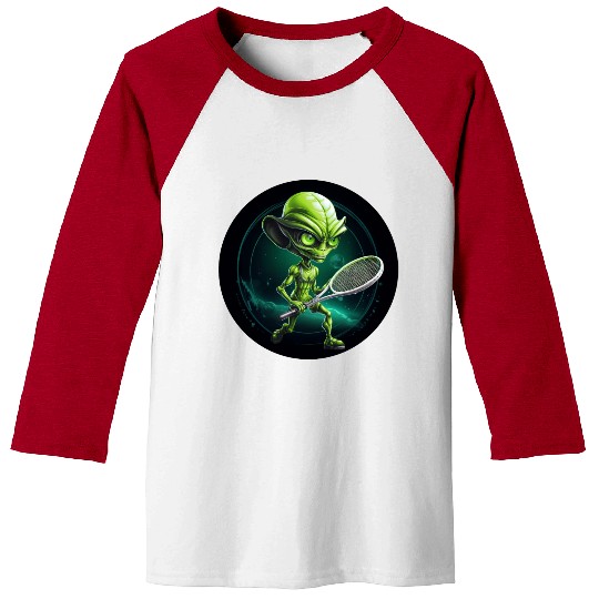 Cool Green Alien Tennis Player: Unique Sports Desi Baseball Tees