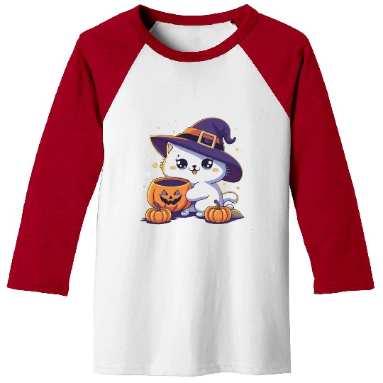 Cute Cat Halloween 3 Baseball Tees