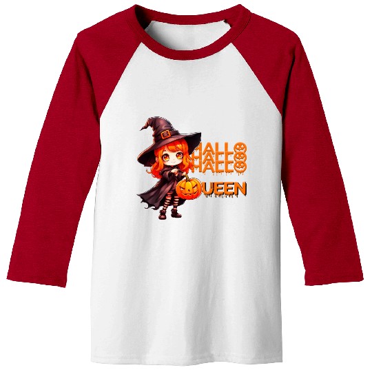 Hallo Queen Redhead Witch Baseball Tees