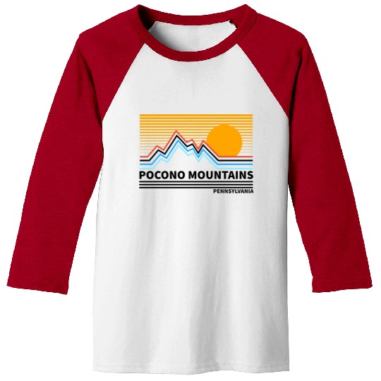 Pocono Mountains Pennsylvania Vintage Retro Hiking Baseball Tees