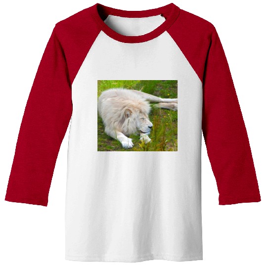 Slumbering Ivory King South African White Lion Baseball Tees