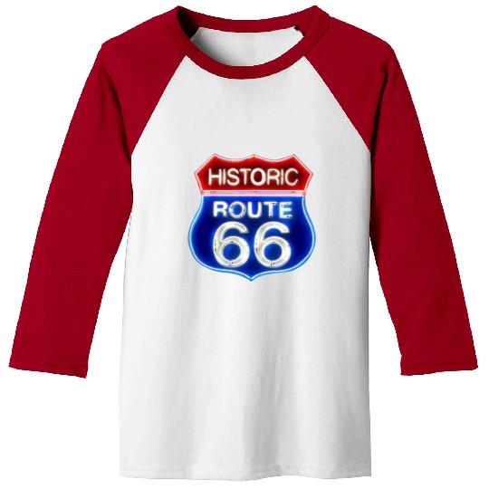 Route 66 neon sign Baseball Tees
