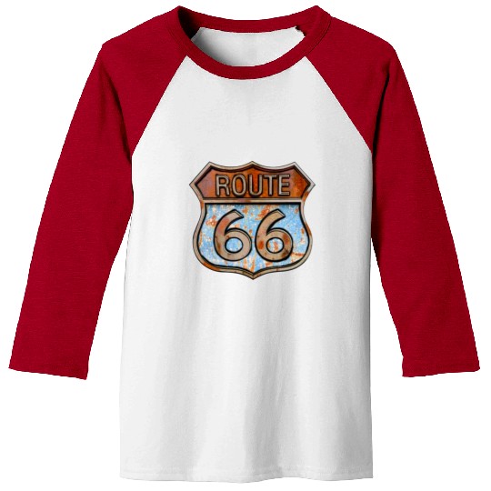 Route 66 vintage sign - Rusty metal sign 3 Baseball Tees