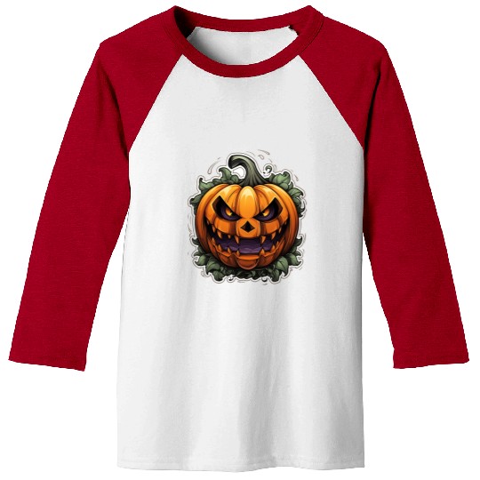 Scary Pumpkin Face I Spooky Halloween Baseball Tees