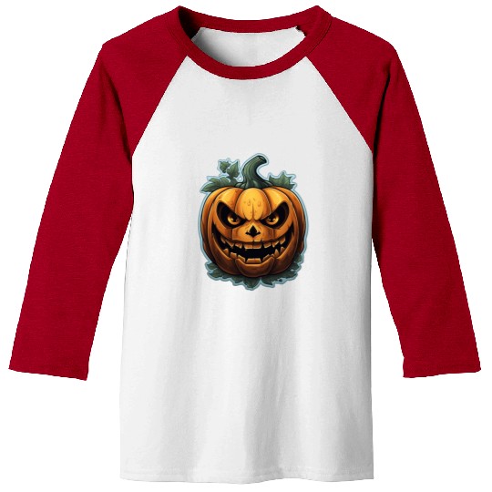 Scary Pumpkin Face I Spooky Halloween Baseball Tees
