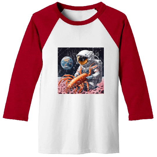Astronaut in space with shrimp Baseball Tees