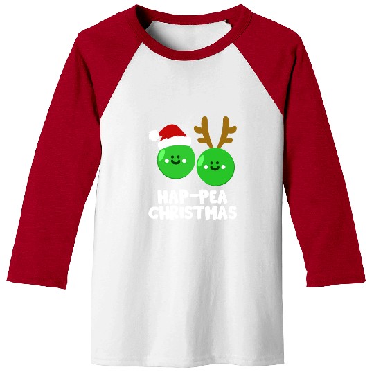 Hap-Pea Christmas Funny Vegetable Vegan Food Pun Baseball Tees