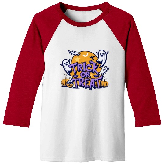 Trick or Treat Design Halloween Baseball Tees Baseball Tees Tees