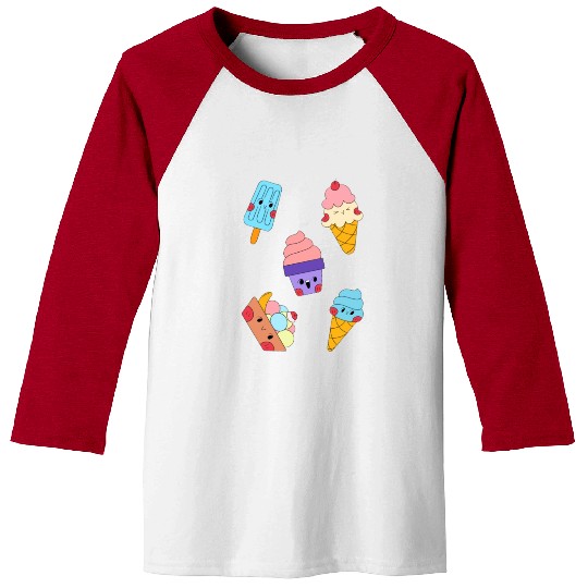 Cute Sweet Ice Cream Sticker Pack Baseball Tees