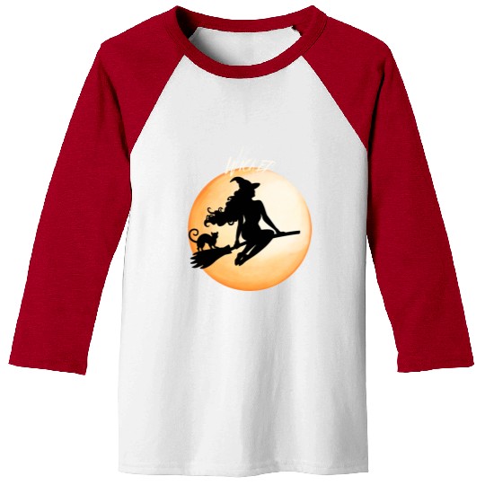 Wicked Cat Witch Funny Halloween Witch Baseball Tees