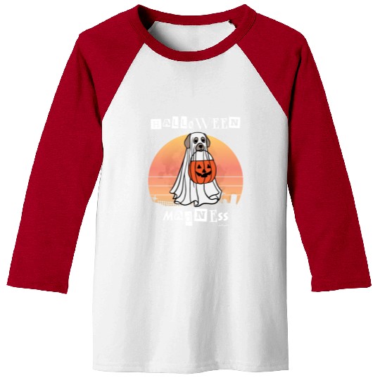 Halloween Dog Ghost pumpkin october Baseball Tees