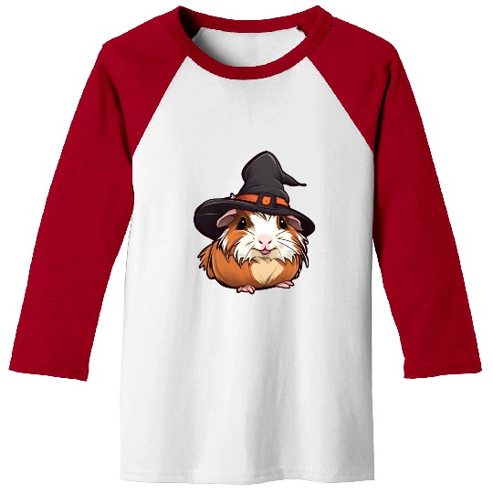 Cute Halloween guinea pig with a witch hat. Baseball Tees