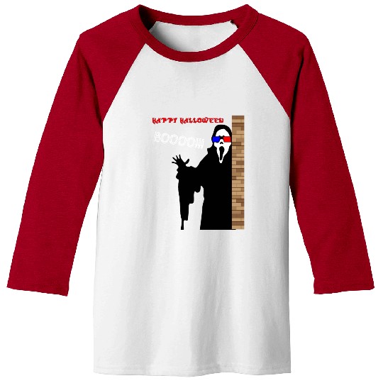 Happy Halloween Ghost Boo with 3D glasses Baseball Tees