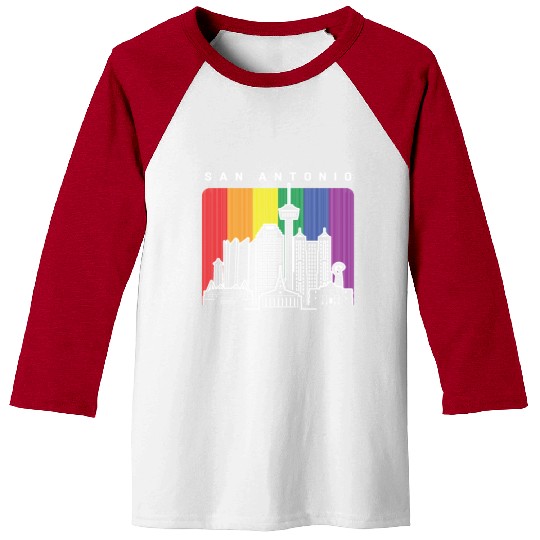 San Antonio Texas Rainbow Flag LGBTQAI Pride Baseball Tees